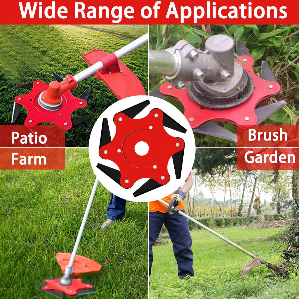 Cokacot 2PCS 6 Steel Razors Trimmer Head Reversible Weed Eater Blades Metal Mn65 Brush Cutter Blades Professional Grass Trimmer Head Replacement with 1 Pack 6 Teeth Adapter Kit for String Trimmers