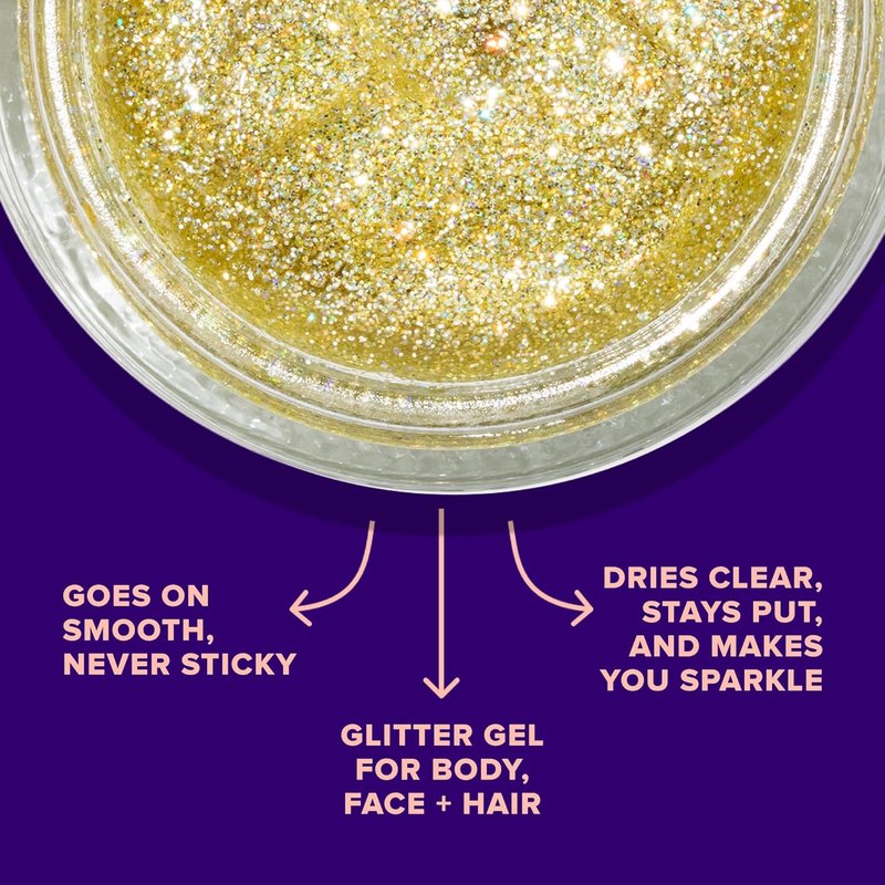 Unicorn Snot Holographic Face & Body Glitter Gel - Vegan, Cruelty-Free, 1.7 oz Gold Glitter