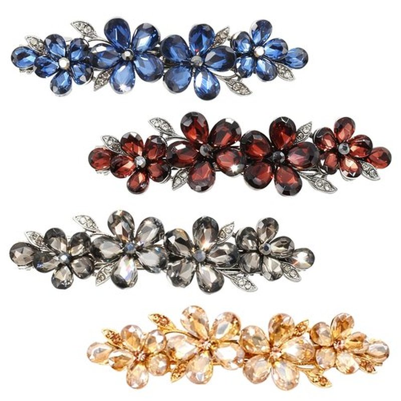 Jakeni Hair Clips for Women, Rhinestone Bridal Hair Barrettes with Crystal Accents, Sparkly Hair Pins for Wedding, Bride & Long Hair, Formal Evening Hair Accessories