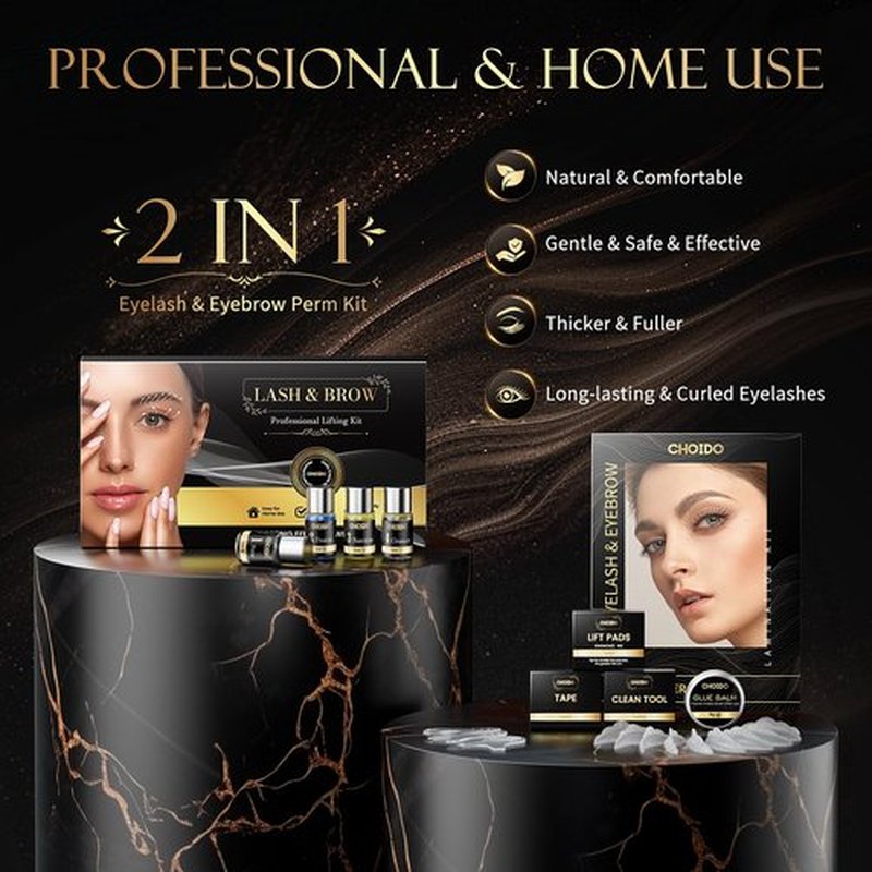 Lash Lift Kit - Eyebrow Lamination Kit, Eyelash Perm Kit, Professional Eyelash Curling Lash Extension & Eyebrow Lift 2 in 1 Kit, Eyelash Lift Kit Easy to Use at Home Diy & Salon, Lasts For 6-8 Weeks