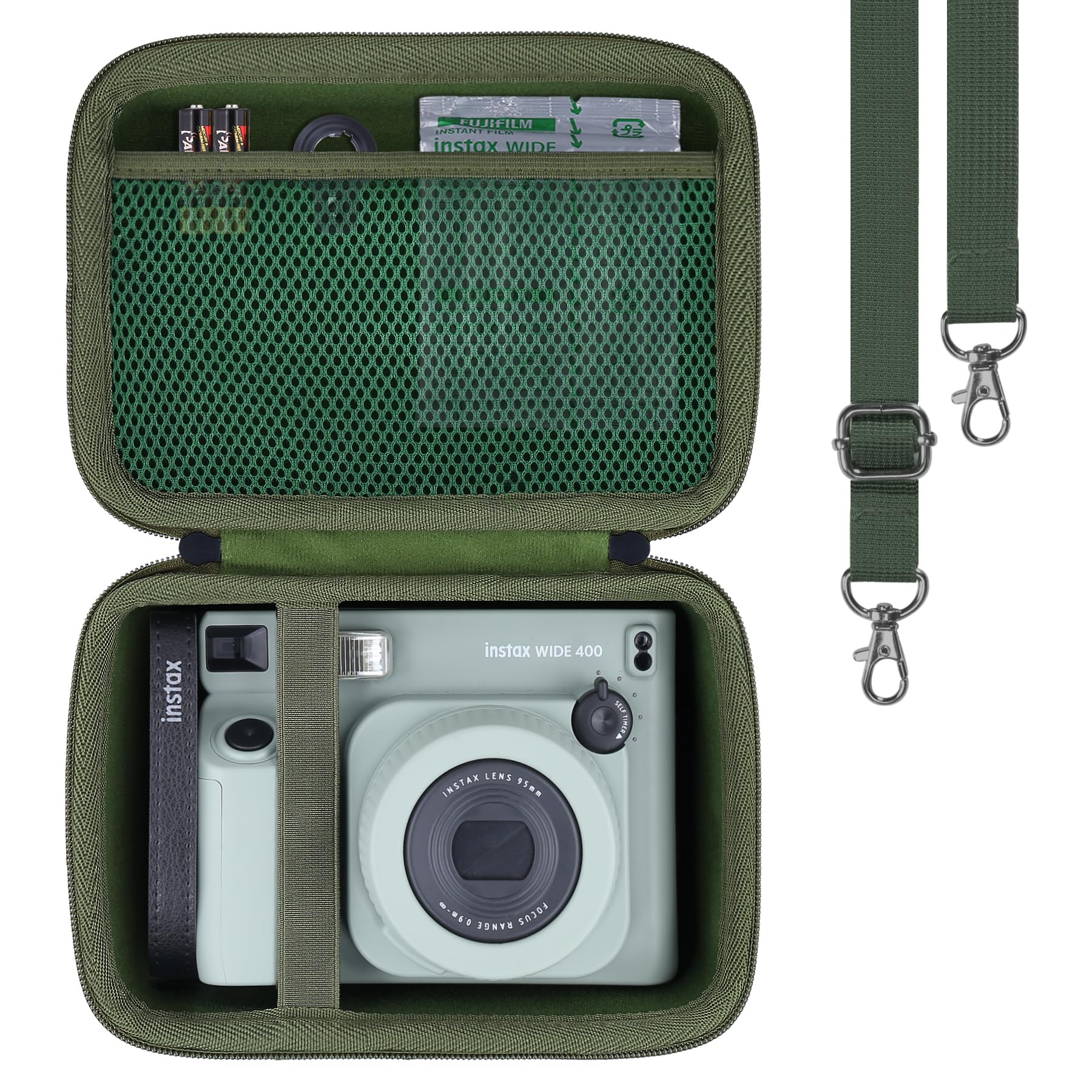 Aenllosi Hard Carrying Case Compatible with INSTAX WIDE 400 Instant Camera, Fujifilm Wide 400 Camera Protective Case, Green (Case Only)