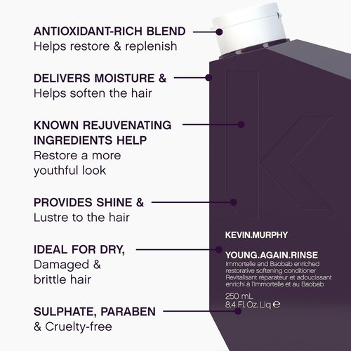 KEVIN.MURPHY Young.Again.Rinse - Moisturizing Anti-Aging Conditioner for Dry, Damaged Hair - 250 mL / 8.4 fl oz
