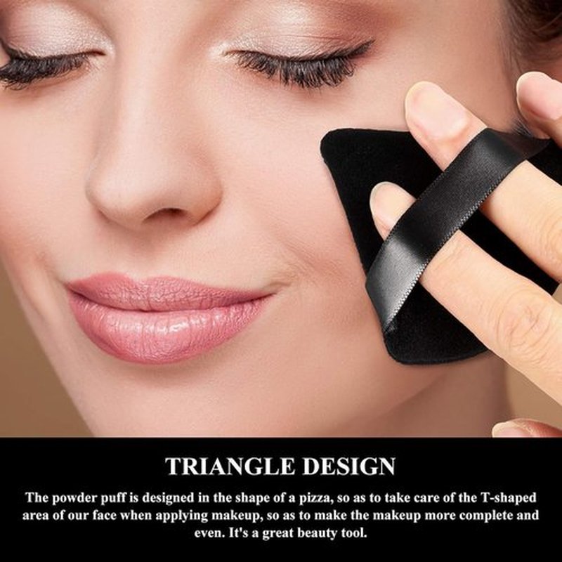 Maitys Powder Puff - 12 Soft Triangle Makeup Sponges for Loose Powder | Washable & Reusable (Black & White)
