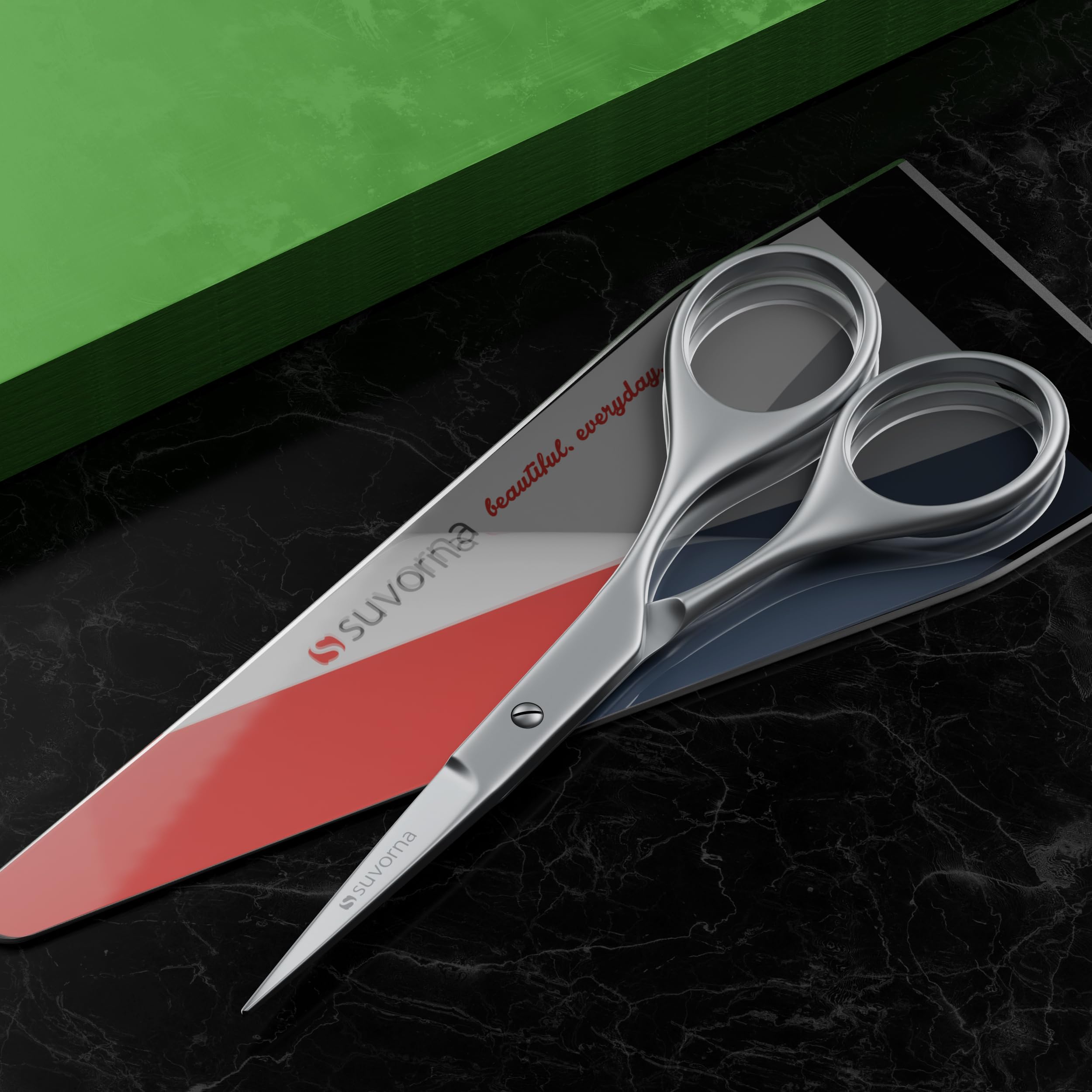Suvorna Small Scissors for Beard, Mustache, Facial, Nose, Eyebrow, and Ear Hair - Hair Scissors for Cutting, Trimming & Grooming - Made with 5" Stainless Steel for Barbers, Professional, & Home User