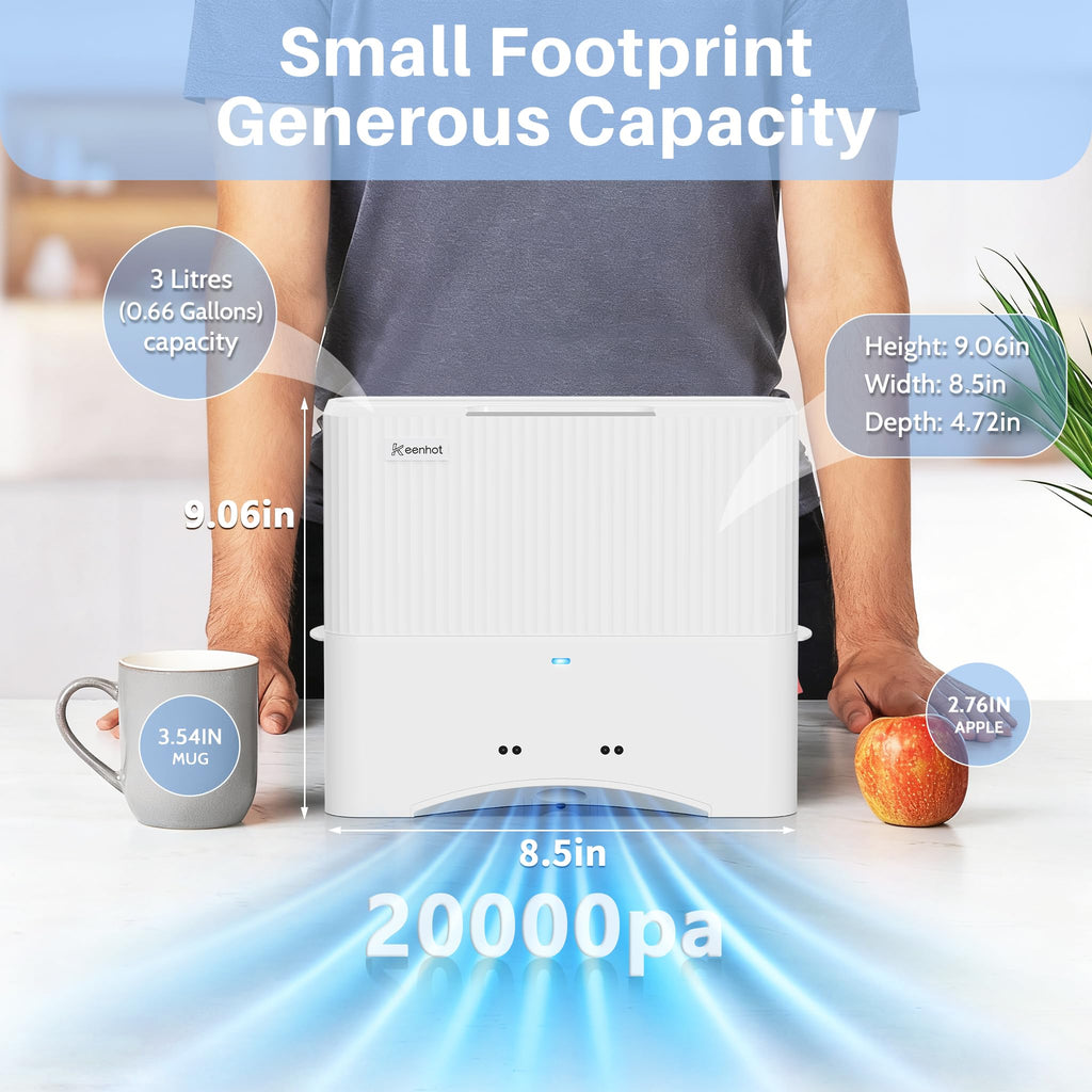 Keenhot Touchless Vacuum Automatic Dustpan - 20Kpa Suction Ultra Fast & Powerful Hair Vacuum for Sweeping Salons Pet Hair Food Dirt Home Kitchen Compact Electric Canister Vacuum Cleaner（White）