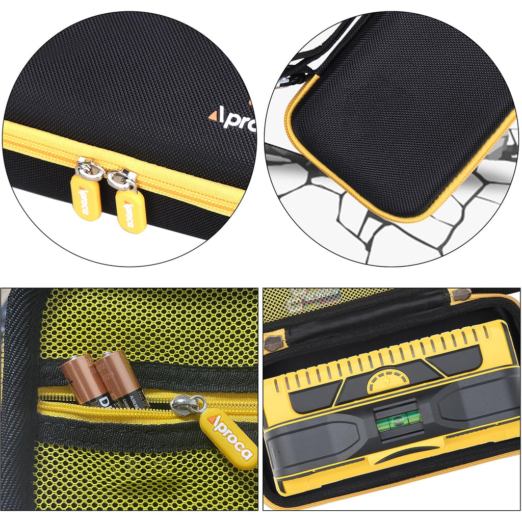 Aproca Case Compatible with Franklin Sensors ProSensor M210 710 710+ T13 Stud Finder, Storage Portable Bag for Accessories -Black+Yellow zipper (Case Only)