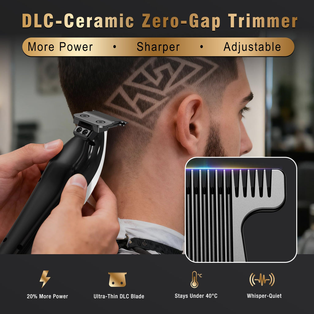 Phantom Professional Hair Clippers for Men, Cordless Barber Clippers & Trimmer Set with Magnetic Levitation Motor (Vector Motor), 13000 RPM DLC Blades, Zero-Gap Trimmer for Fades, Blends & Line Ups