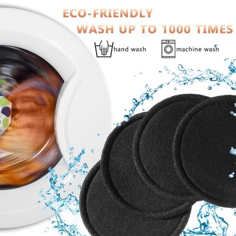 Foaincore Reusable Makeup Remover Pads - 40 Soft Bamboo Cotton Rounds with Storage Bag | Black