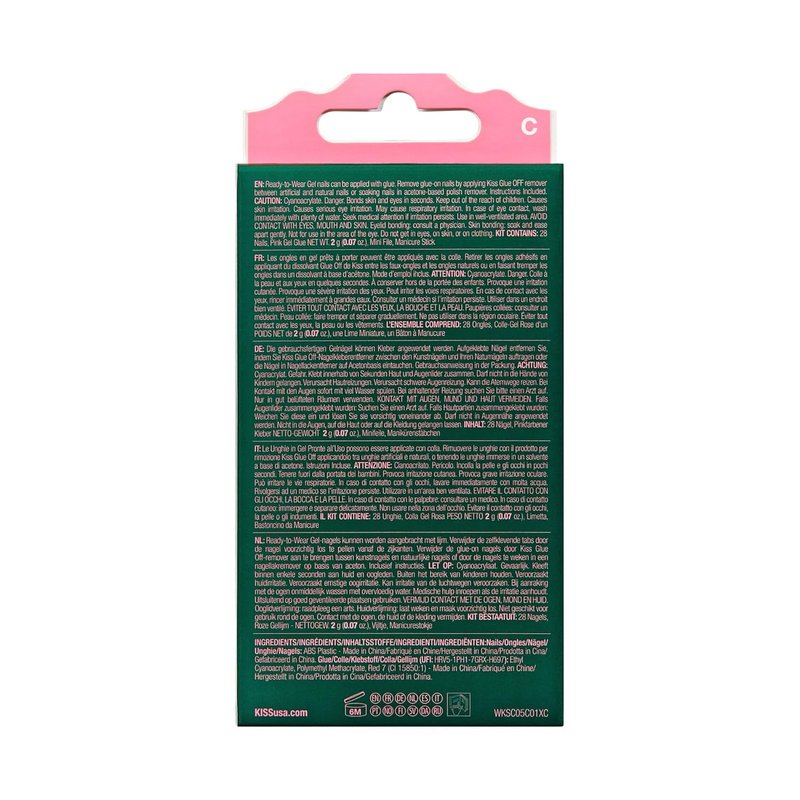 WICKED X KISS Press On Nails - Pink Perfection | Waterproof, Chip-Proof & Smudge-Proof | 28 Short Oval Nails with Gel Glue & Mini File