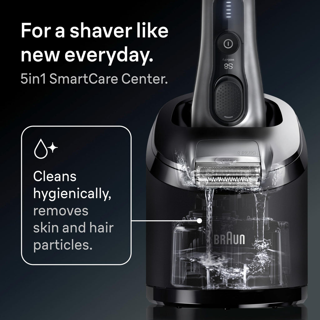 Braun Series 8 8567cc Electric Razor for Men, 4+1 Shaving Elements & Precision Long Hair Trimmer, 5in1 SmartCare Center, Close & Gentle Even on Dense Beards, Wet & Dry Electric Razor, 60min Runtime
