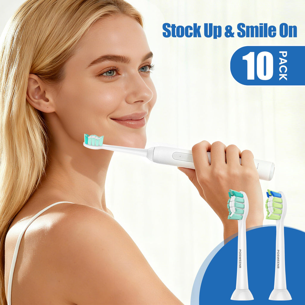 Replacement Toothbrush Heads Compatible with Philips Sonicare – Gentle & Effective Electric Tooth Brush Refill for Plaque Control, 10 Pack (Black)