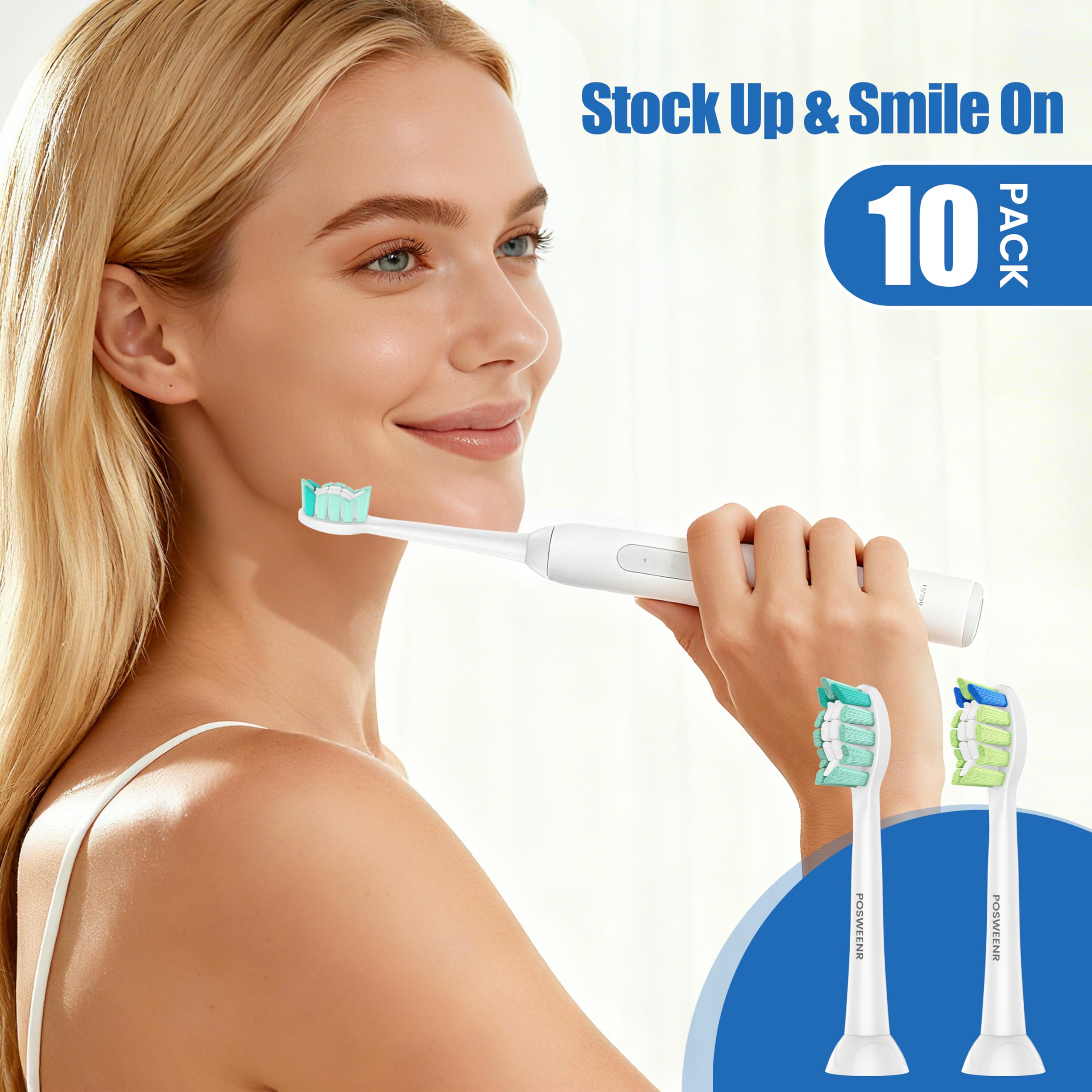Replacement Toothbrush Heads Compatible with Philips Sonicare – Gentle & Effective Electric Tooth Brush Refill for Plaque Control, 10 Pack (Black)