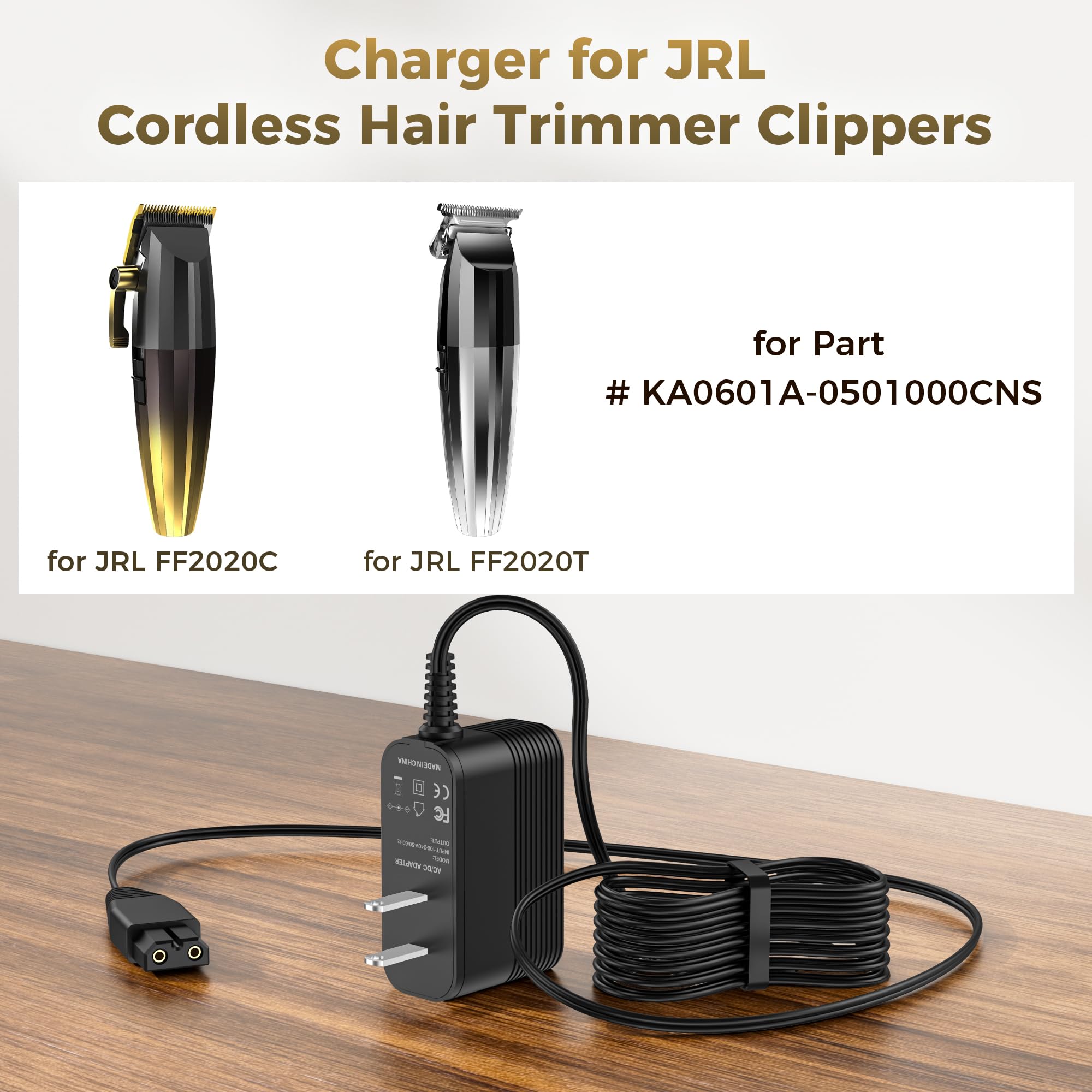 5V Charger for JRL Clipper FF 2020C FF 2020T FF2020C FF2020T FreshFade Professional Cordless Hair Rechargeable Trimmer Clippers KA0601A-0501000CNS Power Cord
