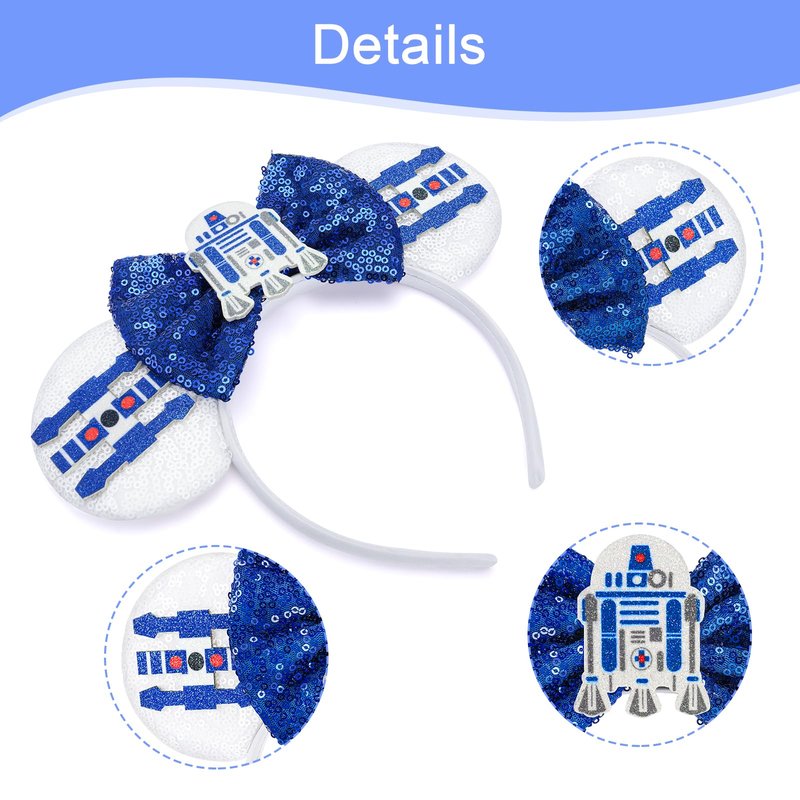 YUNISS Mouse Ear Headbands,Sparkle Mouse Ears Headband for Boy Men Cartoon Princess Costume Cosplay Decoration (Darth Vader)