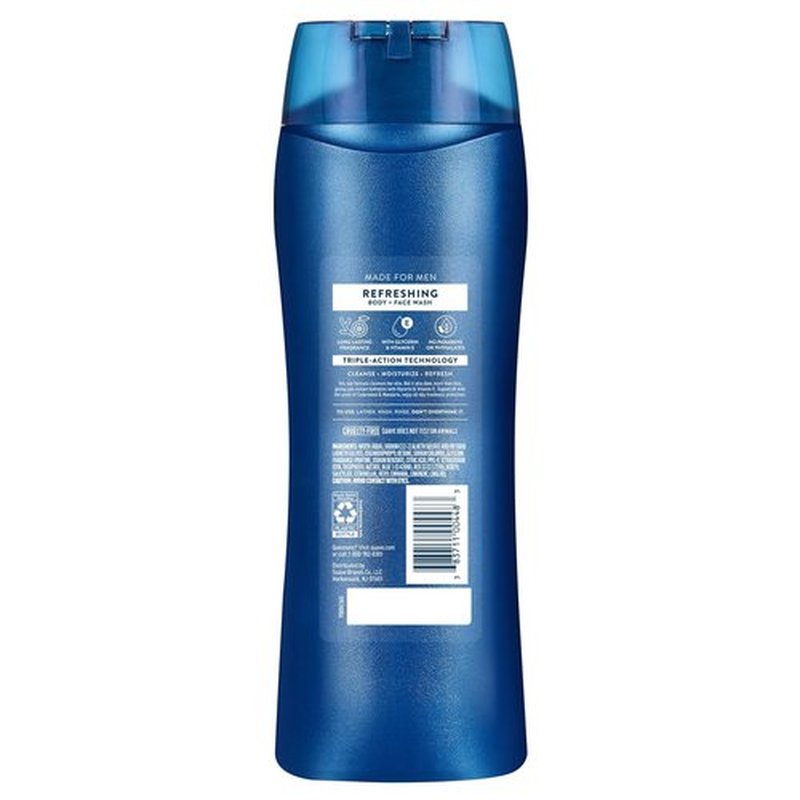 Suave Men Moisturizing Body & Face Wash - Cedarwood & Mandarin Scent | Paraben-Free, 18 Oz (Pack of 6)