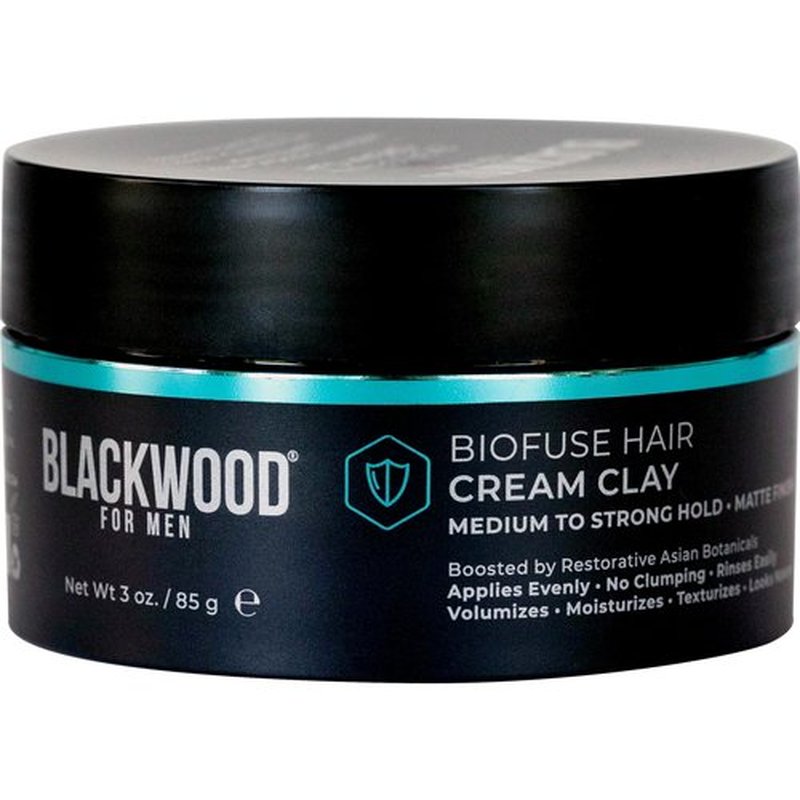 Blackwood For Men BioFuse Hair Cream Clay, Matte Finish Medium to Strong Hold Hair Styling Aid, Natural Hybrid that Texturizes, Moisturizes, Conditions, Adds Volume, Fights Frizz & Detangles, 3oz