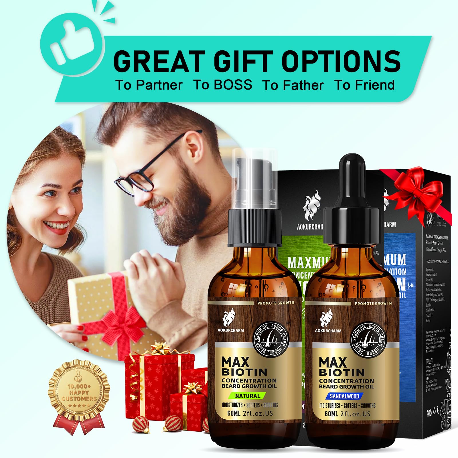 aokur Beard Growth Serum - GROW Maximum XXL Beard Growth Oil for Men -Thickens & Fills Patches - Facial Hair & Scalp Treatment - Beard & Hair Thickening Conditioner & Enhancer