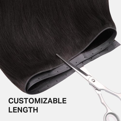 DOORES Butterfly Weft Hair Extensions Human Hair, Dark Brown 18 Inch 100g, Hand Tied Double Layered PU Extensions with Micro Beads