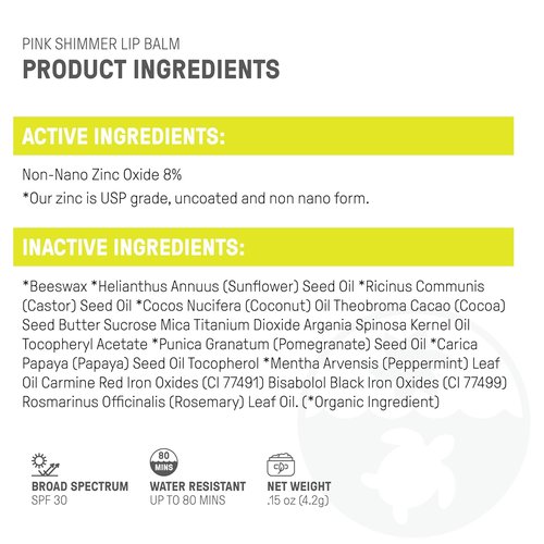 Raw Elements Organic Pink Lip Shimmer - Zinc Oxide SPF 30+ Protection | 0.15oz