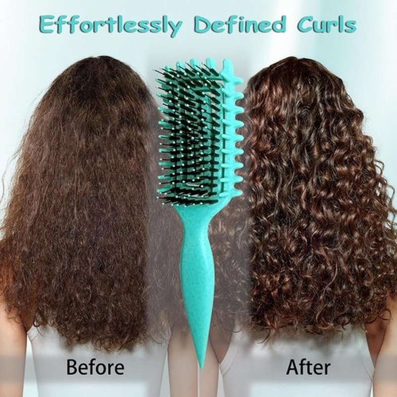 Skiennix Curl Defining Brush - Lightweight Curly Hair Brush for All Hair Types | Green