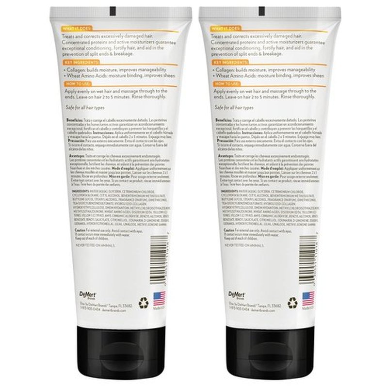 Hi-Pro-Pac Hair Mask - Intense Protein Treatment for Extremely Damaged Hair - 2-Pack, 8 fl oz