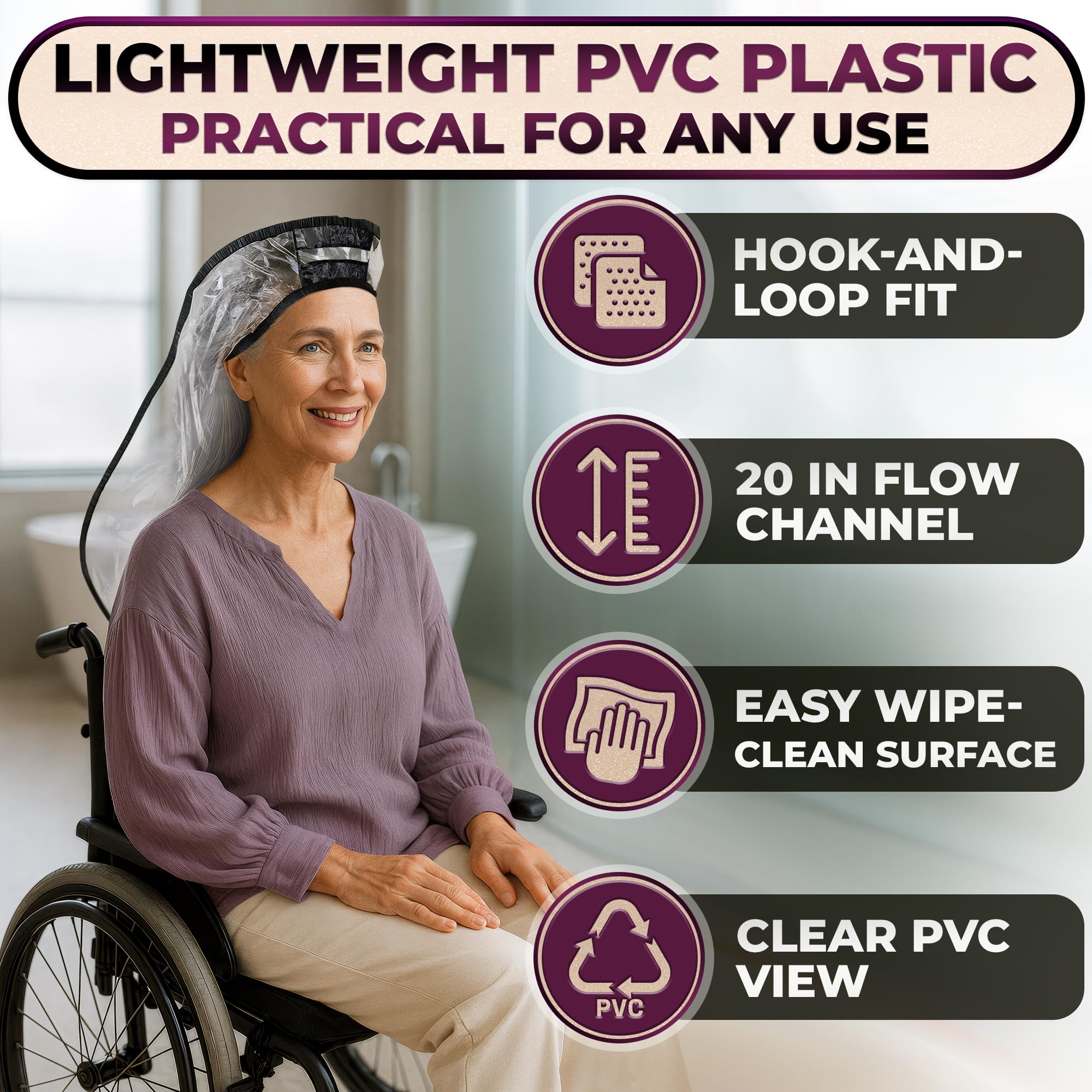 Hair Funnel for Washing Hair for Elderly, Adjustable, Reusable PVC