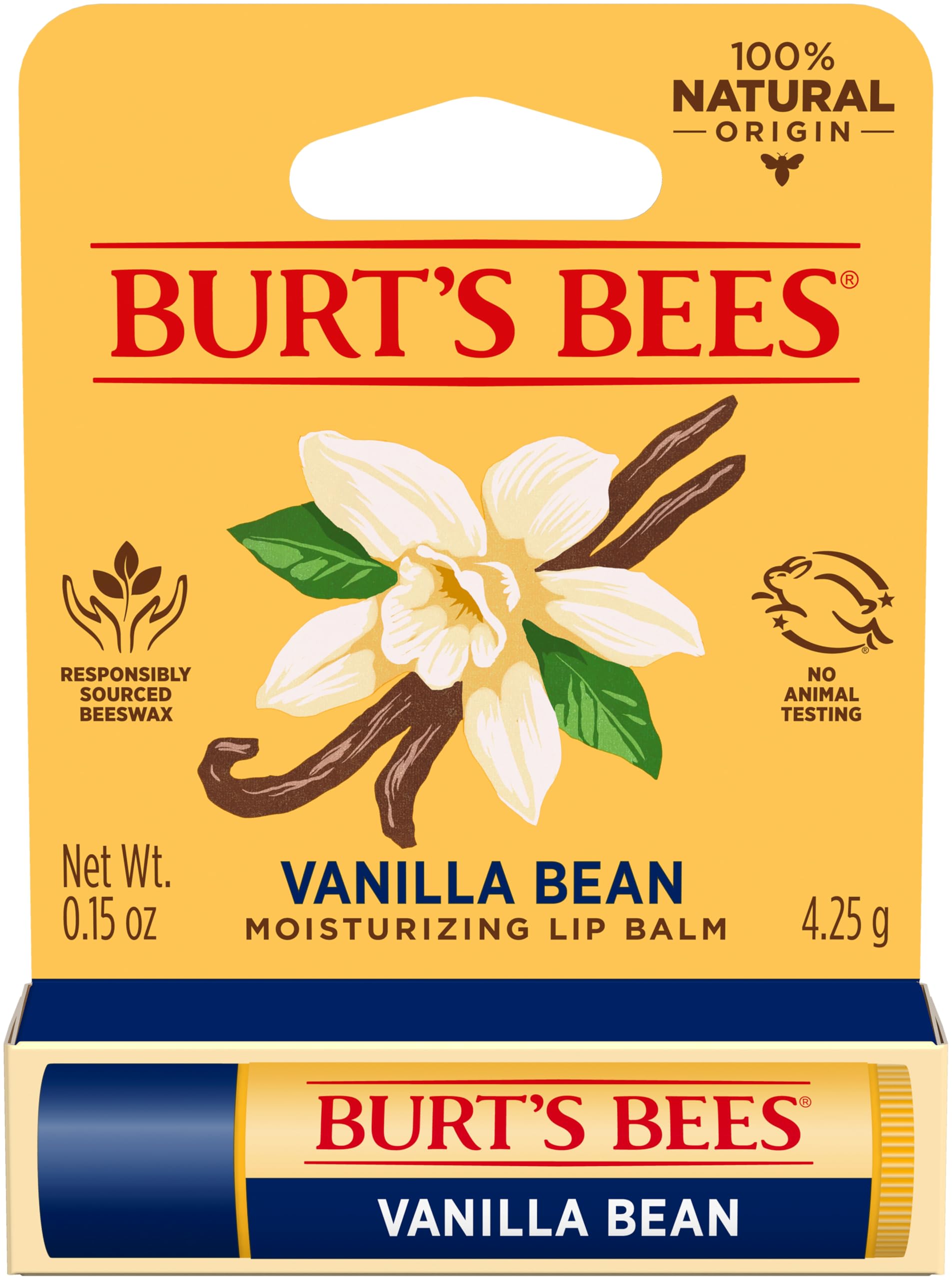 Burts Bees Vanilla Bean Lip Balm Tube, 4.25 GR
