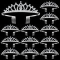 Remuuly 12 Pcs Princess Tiara for Women Silver Queen Tiara Rhinestone Hair Accessories, Princess Headbands Bulk for Bridal Wedding Birthday Prom Christmas Party, with Comb(Classic)