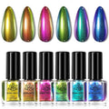 Born Pretty Chameleon Nail Polish Set, 6 Colors Chrome Holographic Metallic Glitter Quick Dry Nail Lacquer Kit Long Lasting DIY Fingernail Art Home Salon Valentines Gifts for Women Girls