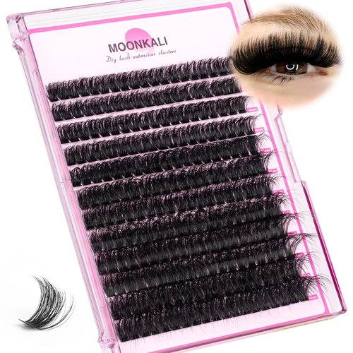 MOONKALI Lash Clusters Wispy 100D Volume Eyelash Clusters 12-20mm Mix Length Individual Lashes D Curly Cluster Eyelash Extensions Mink Thick Volume Eyelashes Extension Clusters for Beginners