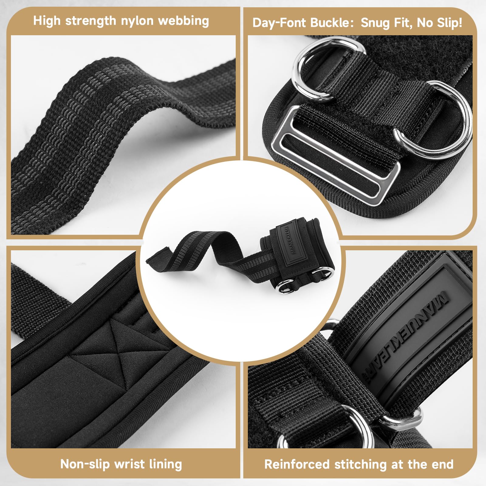 M MANUEKLEAR Wrist Straps for Weightlifting, Gym Lifting Straps with D Rings for Cable Machine,Weight Lifting Wrist Wraps for Men Women Black M(6.3-7.5inch)