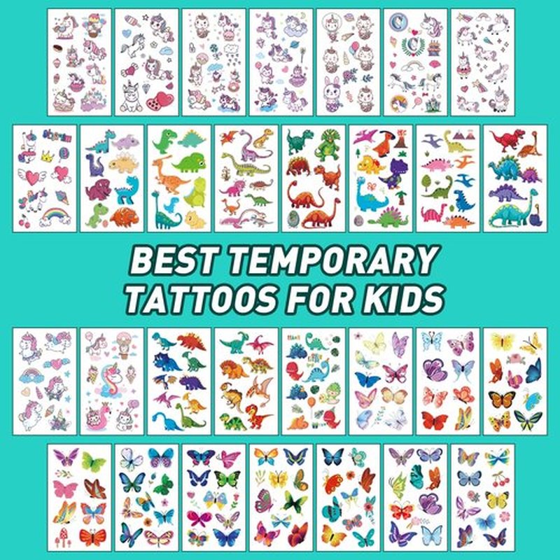 Temporary Tattoo Kids - 150 Sheets & 1700+ Patterns | Boosts Imagination/Creativity & Easy-Clean | Ideal for Party Favors, Arts & Crafts, Goodie Bags (Non-Toxic, Safe for Skin)