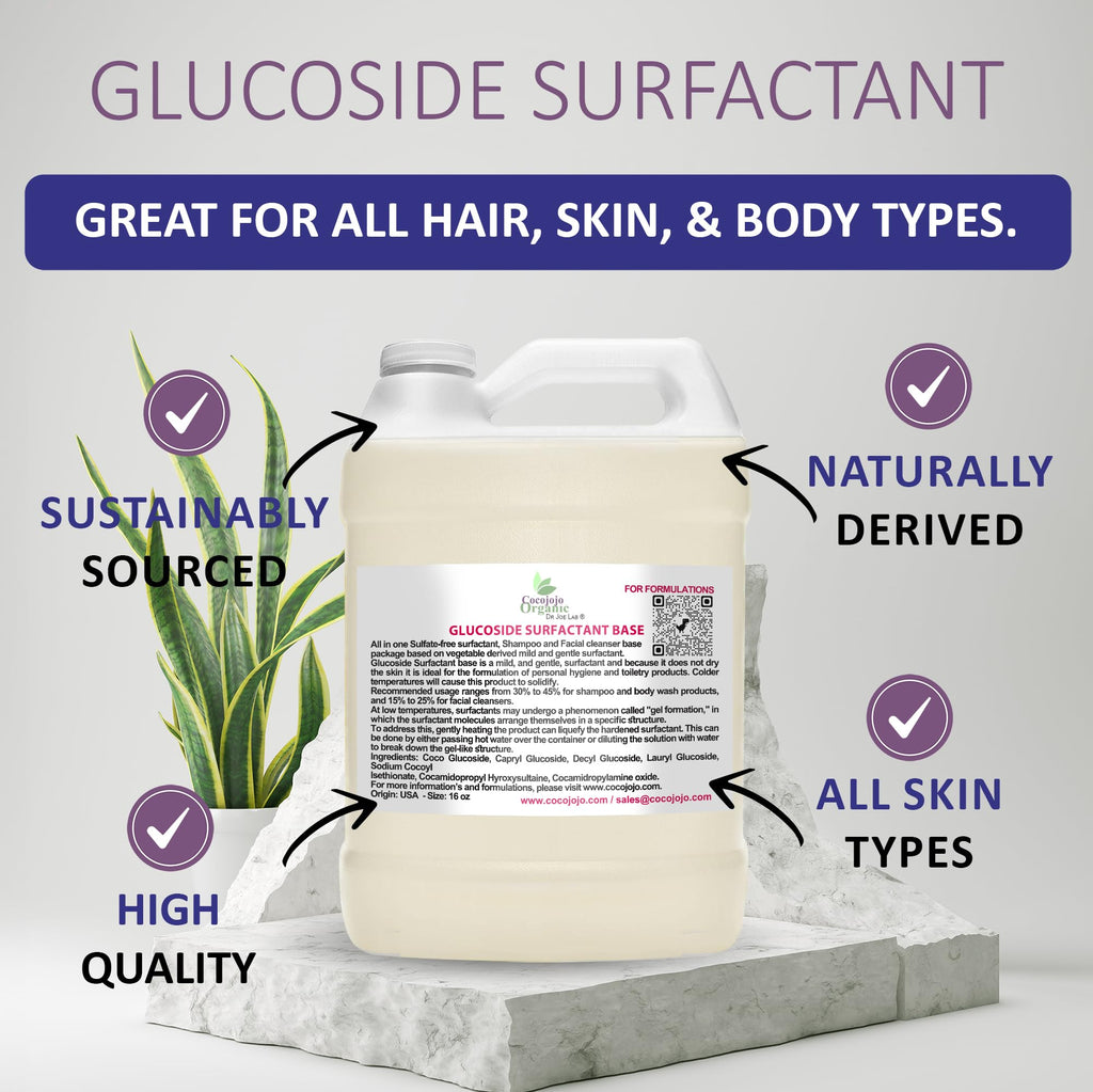 Glucoside Surfactant Base - Plant Derived All in One Natural Gentle Mild Rich Foaming Cleanser - Lauryl Decyl Coco Capryl Caprylyl Cosmetic Liquid Hand Soap Body Wash - 1 Gallon (Pack of 1)