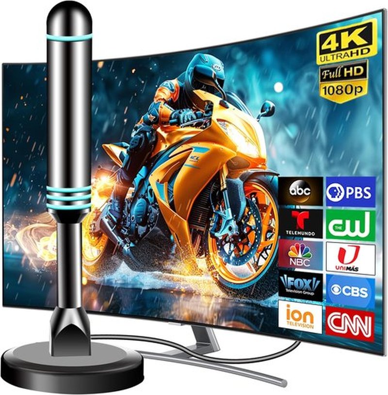 HD Digital TV Antenna for Smart TV - Long Range Reception, 4K/1080p, Easy Install with 10ft Coax Cable