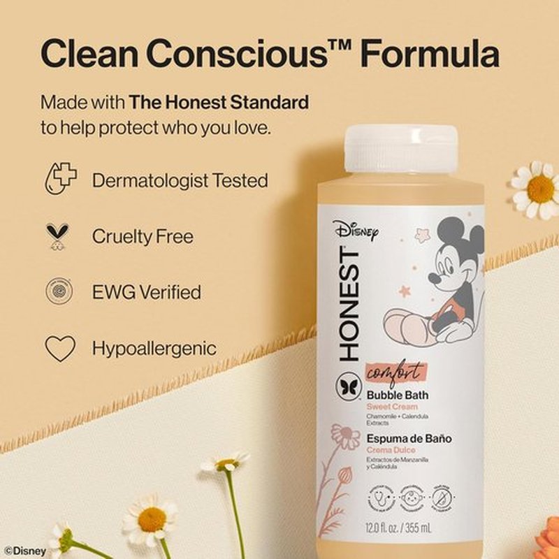 Honest Company Foaming Bubble Bath - Gentle Tear-Free Formula for Babies | Mickey Mouse, 12 fl oz