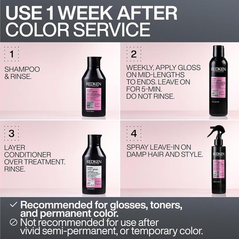 Redken Acidic Color Gloss Leave-In Treatment Spray - Heat Protection for Color-Treated Hair, Adds Shine