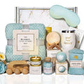 AHAGIFTREE Birthday Gifts for Women Self Care Gifts Get Well Soon Gifts Baskets with Moon lamp for Women After Surgery,11PC Spa,Thinking of You Gift, Care Package for Mom Friend (Turquoise)