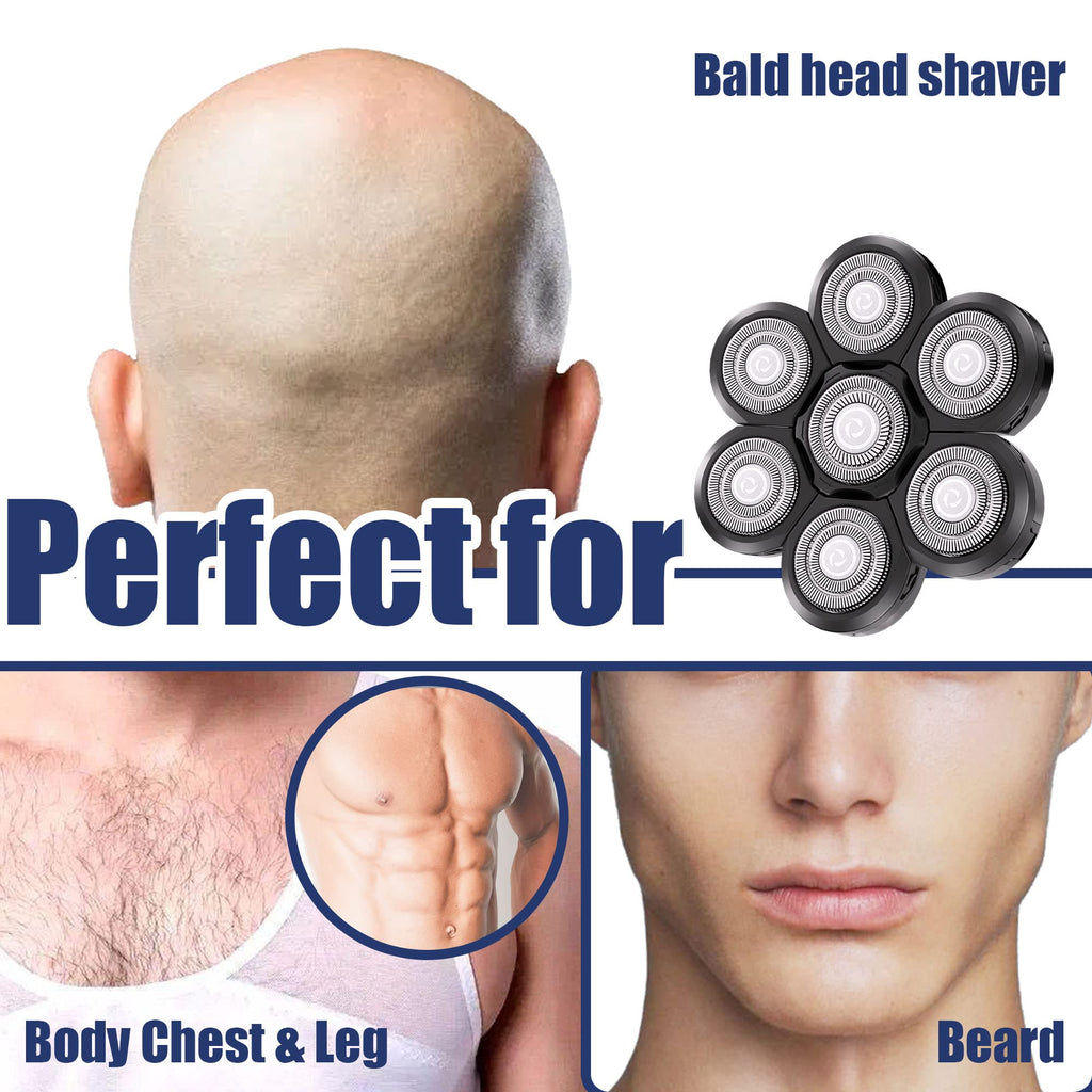Universal Replacement Heads for Blade,Replacement Blades Compatible with Most Major Head Shaver Brands, Easy-to-Install Electric Razor Shaver Heads for Bald Men. (7 Black)