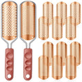 Moxweyeni 14 Pack Colossal Foot File Pedicure Tool Set with 2 Style Large and Small Hole Replacement Callus Remover Blades Rose Gold Stainless Steel Detachable Pedicure Foot Rasp for Dead Skin Remover