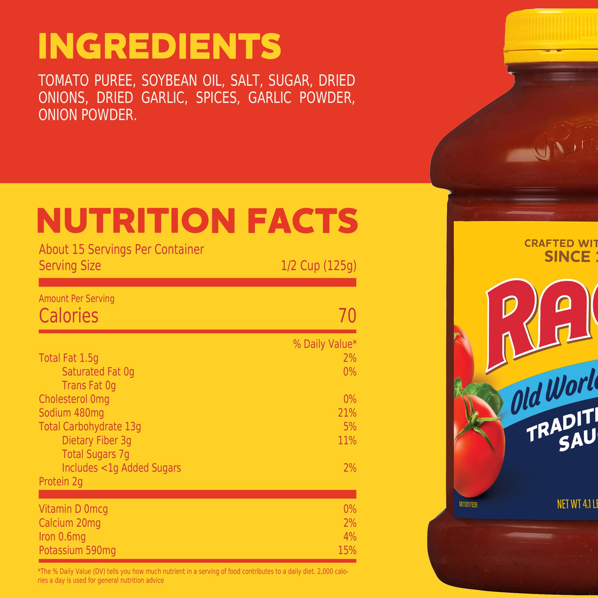 Ragu Old World Style Traditional Sauce, Made with Olive Oil, Perfect for Italian Style Meals at Home, 66 OZ (Pack of 2)
