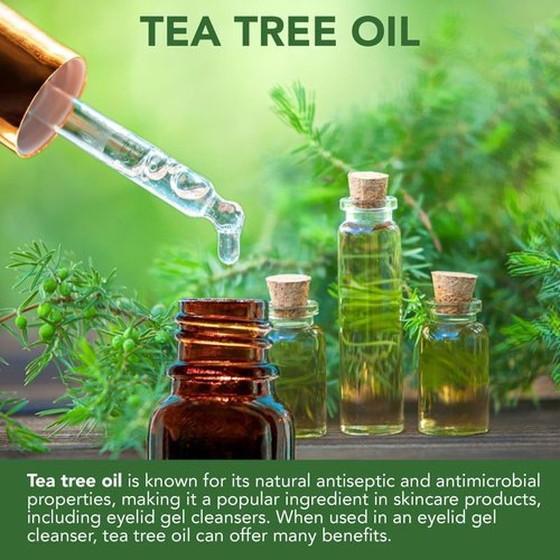 NOVEHA Tea Tree Eyelid Gel Cleanser - for Blepharitis, MGD, and Dry Eye with Pro-Vitamin B5, Hyaluronic Acid, and Cucumber Extract - Gentle Cleansing, Soothes Itchy Eyelid and Burning Eyes - 50mL