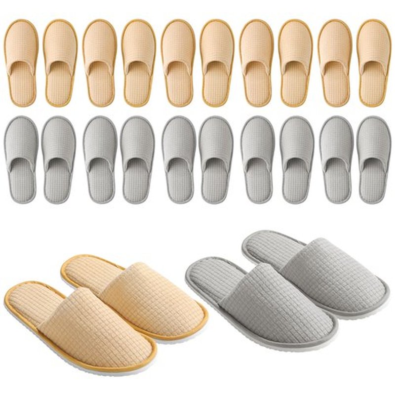 KUTTOR 12 Pair House Disposable Slippers for Guests Spa Hotel Slippers for Travel Washable Reusable Non Slip Closed Toe for Shoeless Home Indoor Wedding Party