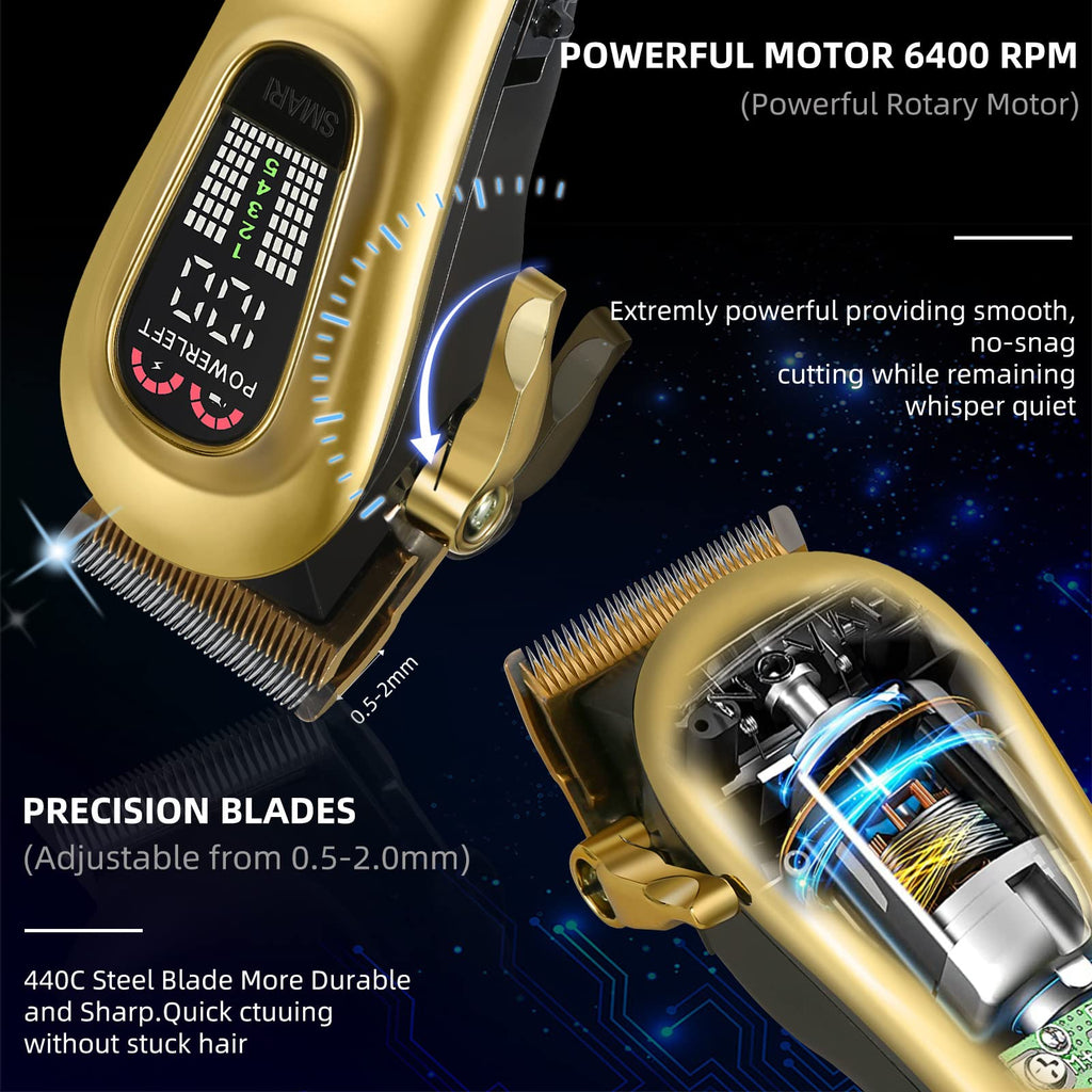 GEC Smart Hair Clipper for Men,Rechargeable -Professional Clippers,Low Noise 5-Mode Hair Clippers with Auxiliary Light Hair Trimmer Kit for Men