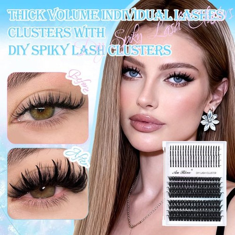 Lash Clusters Spikes Eyelash Clusters with Spiky Cluster 14-20mm Fluffy Volume 80D 100D Individual Lashes Lash Extensions Wispy D Curl Manga Natural Cluster Anime Eyelash Extensions