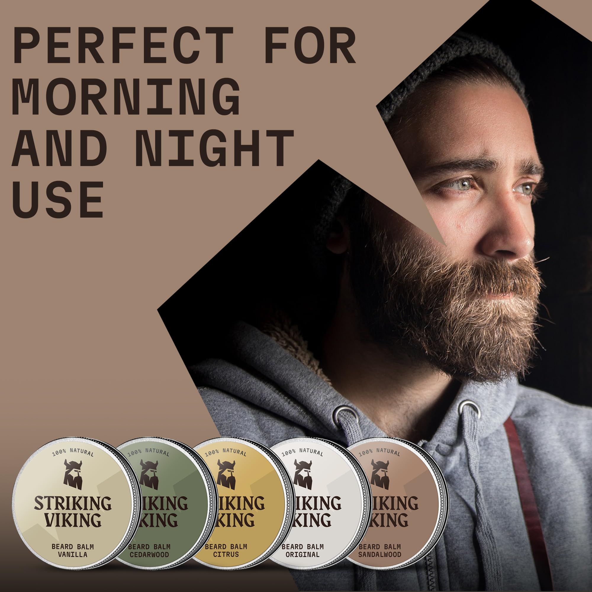 Striking Viking Beard Balm Sandalwood (1oz) & Beard Wash Sandalwood (17oz)
