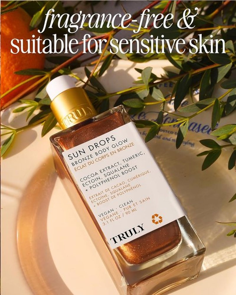 Truly Sun Drops | Bronze Body Glow Oil - Hydrating Shimmer with Turmeric & Cocoa Extract for Radiant Skin
