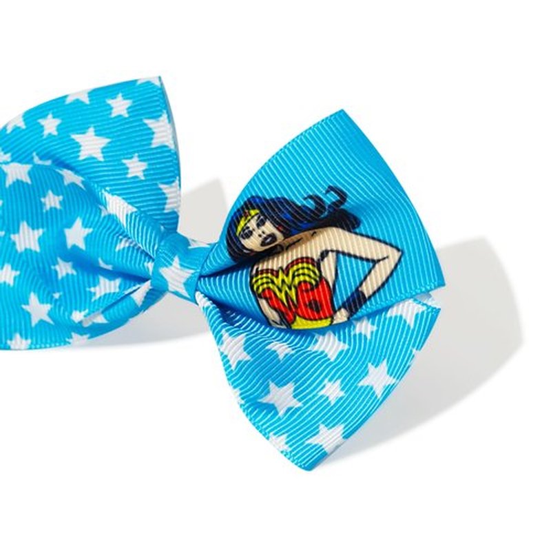 LUV HER Wonder Woman Alligator Hair Clips for Kids – 7-Pack Non-Slip 4-Inch Hair Bows – Girls Hair Accessories with Superhero Imagery – Ages 3+ – Non-Toxic Material