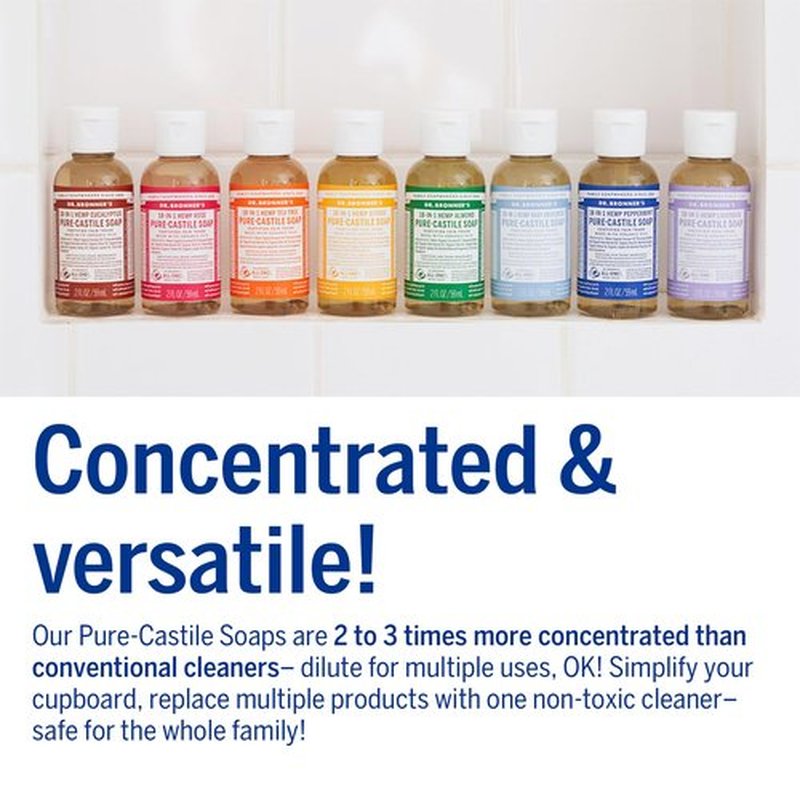Dr. Bronner's - Pure-Castile Liquid Soap, Made with Organic Oils, 18-in-1 Uses: Face, Body, Hair, Laundry, Pets and Dishes, Concentrated, Vegan, Non-GMO (Lavender, 2 ounce, 2-Pack)