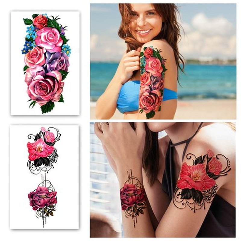 Temporary Tattoo Full Arm 8 Sheets and Half Arm Shoulder Tattoos 10 Sheets, Waterproof Extra Large LastingTattoo Stickers for Girls or Women (22.83"X7.1")