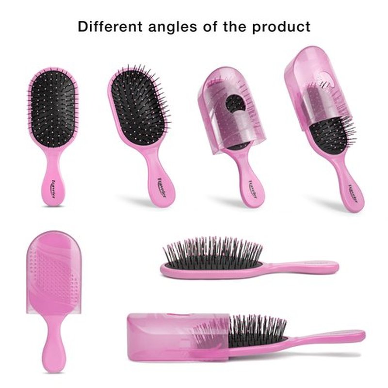 NuWay 4HAIR Traveler U.S. and International Patented Travel Brush (Petal Pink)